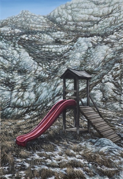 Igralište na planini,2024.100 x 70 cm, ulje na platnu