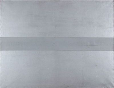 Siva linija na sivoj površini, 1965., ulje na platnu, 140 x 180 cm kolekcija Anišić