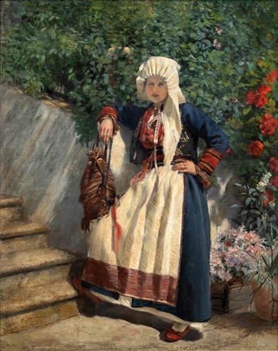 Konavle Woman Dressed for Winter, 1885, oil on canvas, 81 x 64 cm, Museum of Modern Art Dubrovnik (foto. Glorija Lizde)