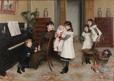 Children of the Katalinić Family, 1885, oil on canvas, 85 x 120.5 cm, Benko Horvat Collection, Museum of Contemporary Art, Zagreb (foto. Glorija Lizde)