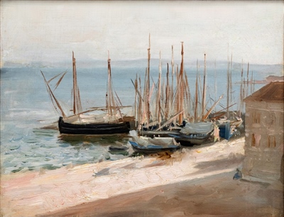 Fishing Boats (Port with Ships), 1885, oil on canvas,  30 x 38 cm, Museum of Modern Art Dubrovnik (foto. Glorija Lizde)