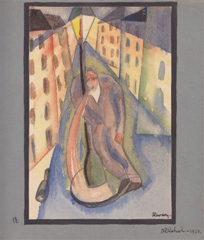 Alcohol, 1923 , watercolor, pencil, ink / paper, 20.6 x 13.8 / 23.5 x 23.5 cm