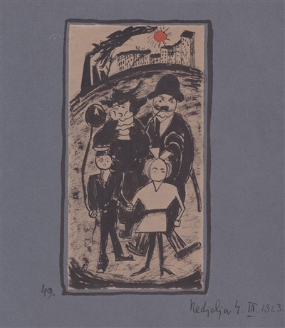 Sunday, 4 March 1923 , ink, watercolor / paper, 16.1 x 8.3 / 23.5 x 23.5 cm