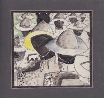 Untitled, ink, watercolor, pencil / paper, 15.1 x 15.8 cm / 23.5 x 23.5 cm